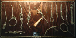 Rep med splits och knop, råbandsknop, skotstek, grånlandsstek, pålstek, spansk tagling mm