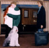 Tavla i akrylmålning " Personvagn och kärleksparet, Elsy